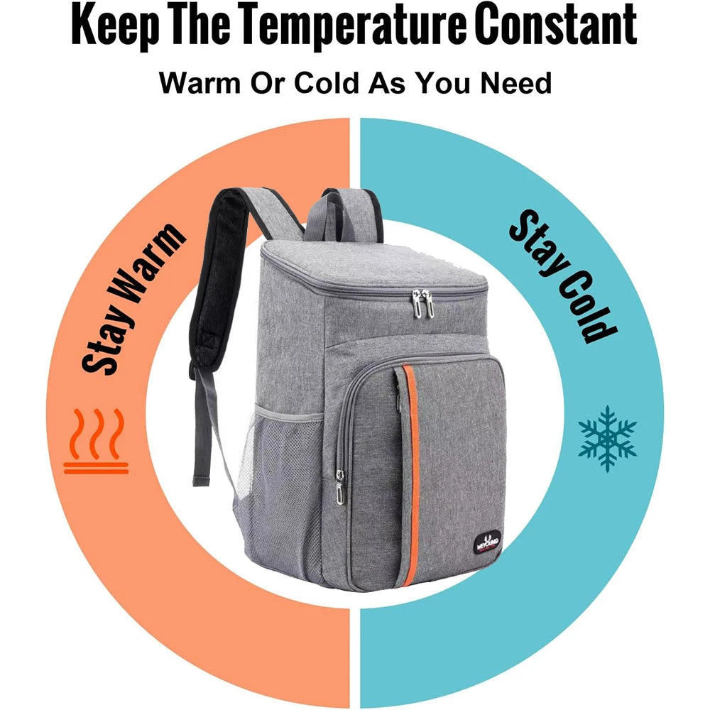 Insulated Lunch Backpack 18L Large Capacity, Thermal Leakproof Picnic Bag for Women Men, Hot Cold Food Keep Fresh