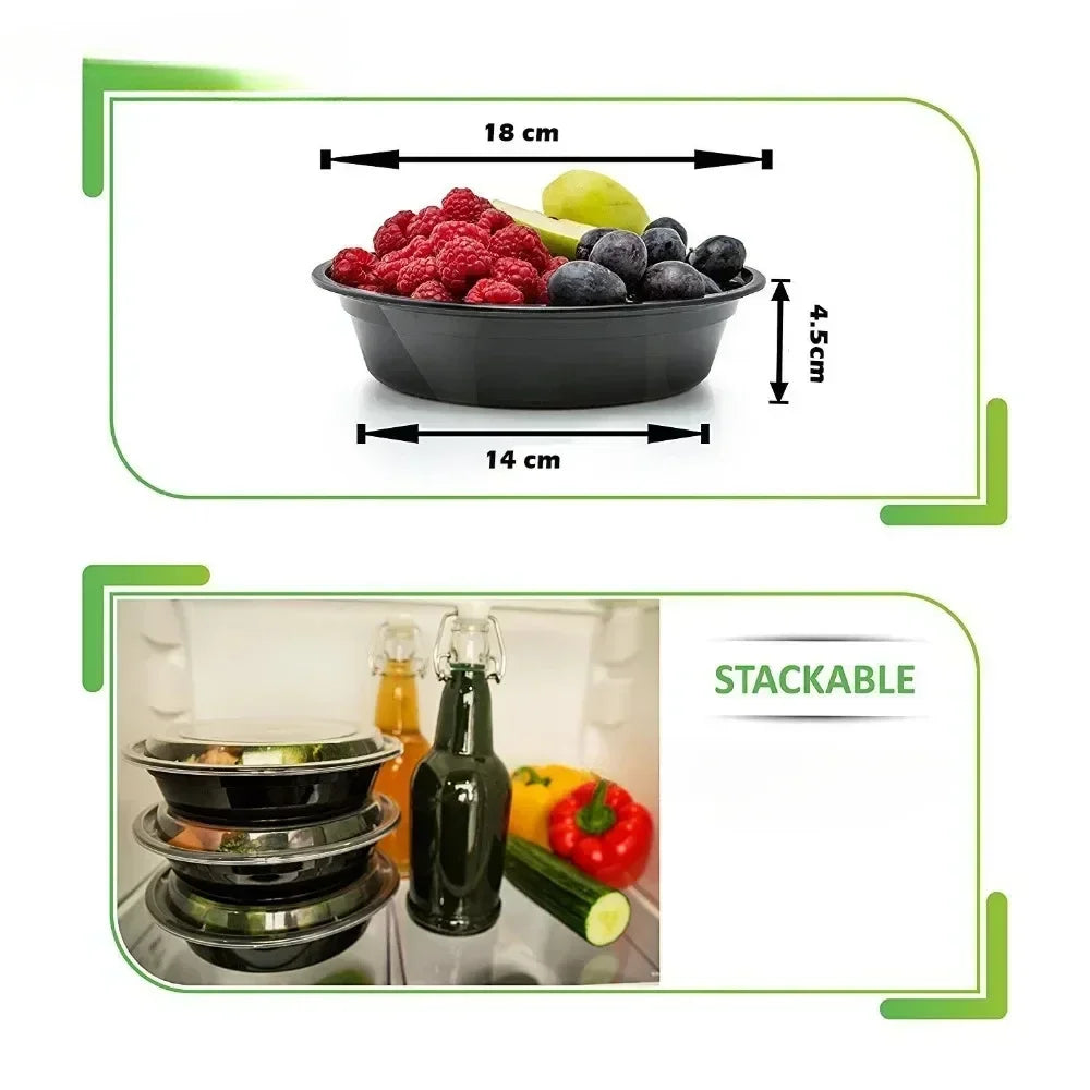 Meal Prep Containers Plastic Food Containers with Lids Outdoor Portable Bento Lunch Box, 1Compartment Round/square Lunch Box