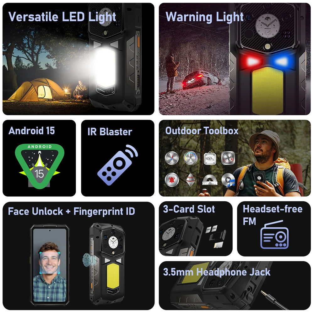【2025 New】Ulefone Armor 29 Pro 5G Rugged Phone 21200mAh 120W Smartphone Android 15 64MP Night Vision 6.67" 120Hz 512GB ROM NFC