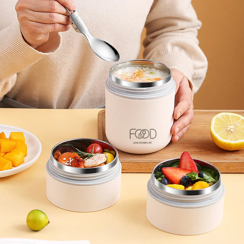 Lunch Boxes Lunch Bag 304 Stainless Steel Lunch Box For Kids Lunch Bags Portable Folding Spoon Lunch Box Kids Thermal Bento Box