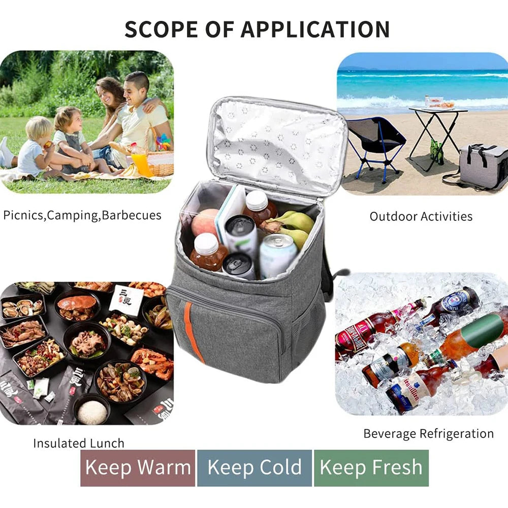 Insulated Lunch Backpack 18L Large Capacity, Thermal Leakproof Picnic Bag for Women Men, Hot Cold Food Keep Fresh