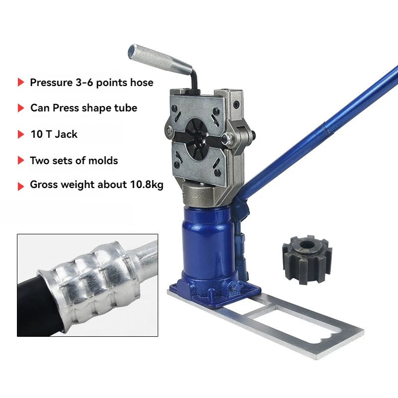 10 Tons Hydraulic Press Automotive A/C Hose Crimper Kit with Dies Manual Air Conditioning Repair Crimping Tools