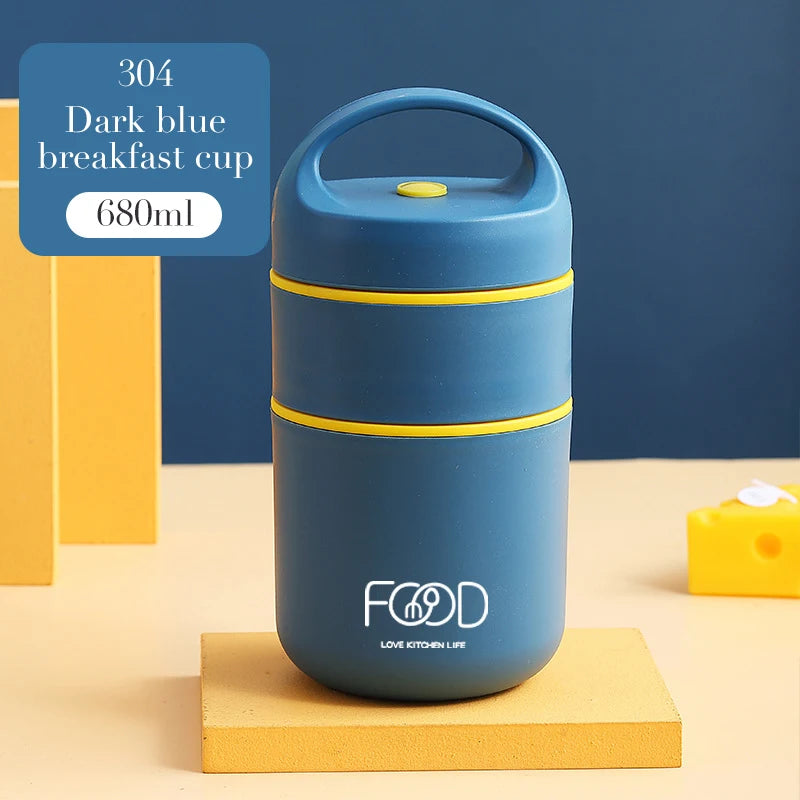 Lunch Boxes Lunch Bag 304 Stainless Steel Lunch Box For Kids Lunch Bags Portable Folding Spoon Lunch Box Kids Thermal Bento Box