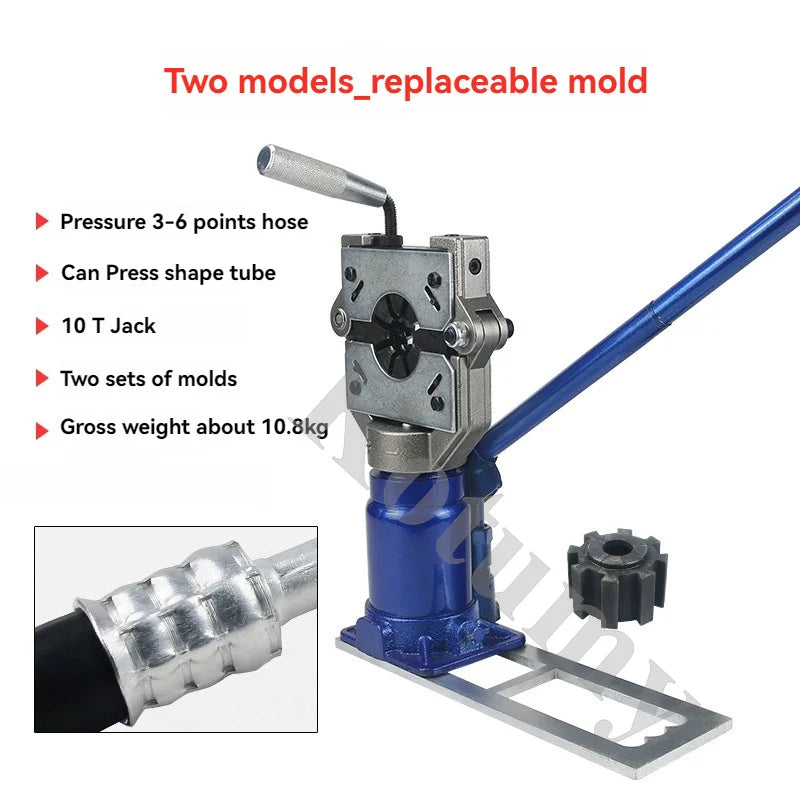 10 Tons Hydraulic Press Automotive A/C Hose Crimper Kit with Dies Manual Air Conditioning Repair Crimping Tools