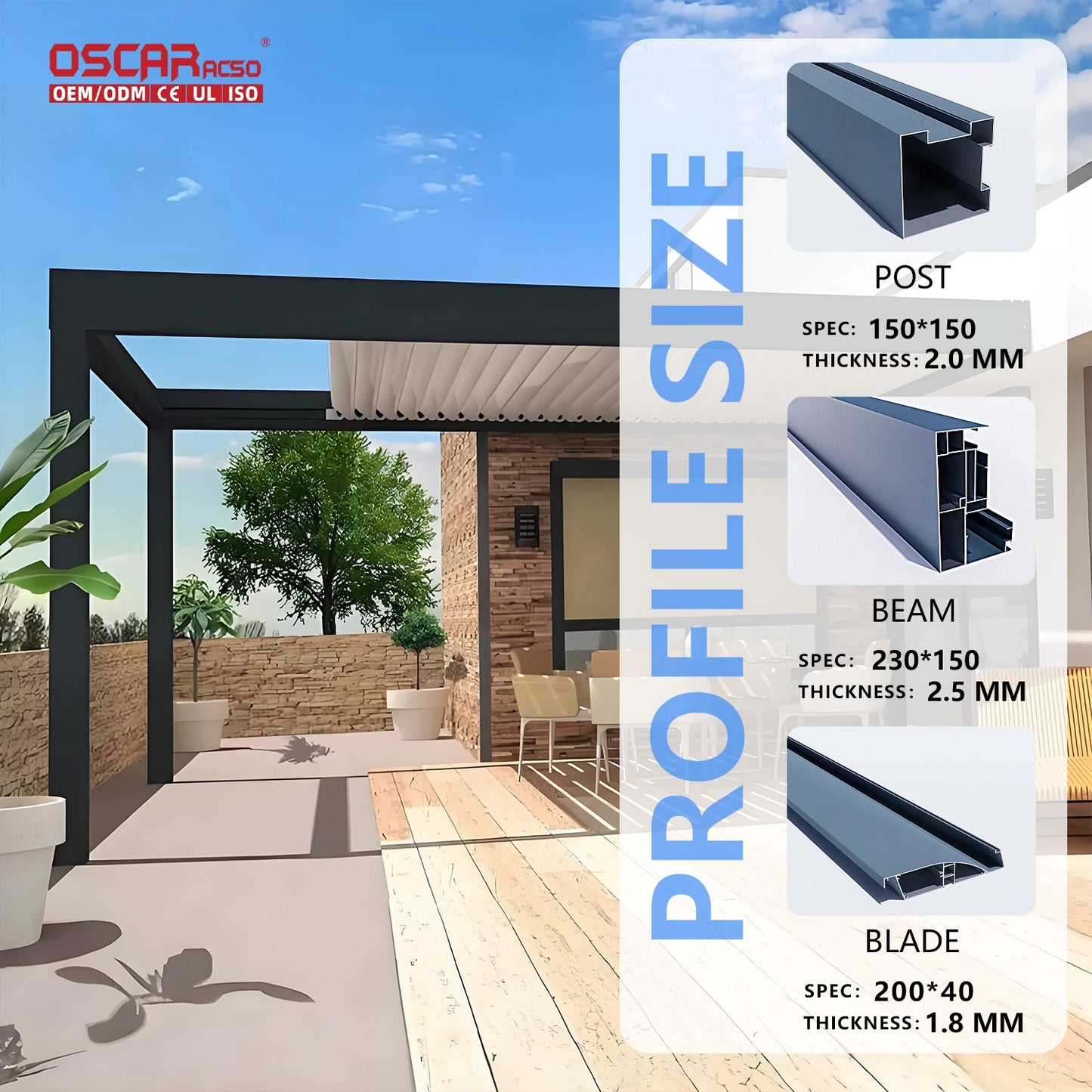High Quality Movable Waterproof Outdoor Retractable Motorized Sun Shade Bioclimatic Structure for Garden Patio Beach Retractable