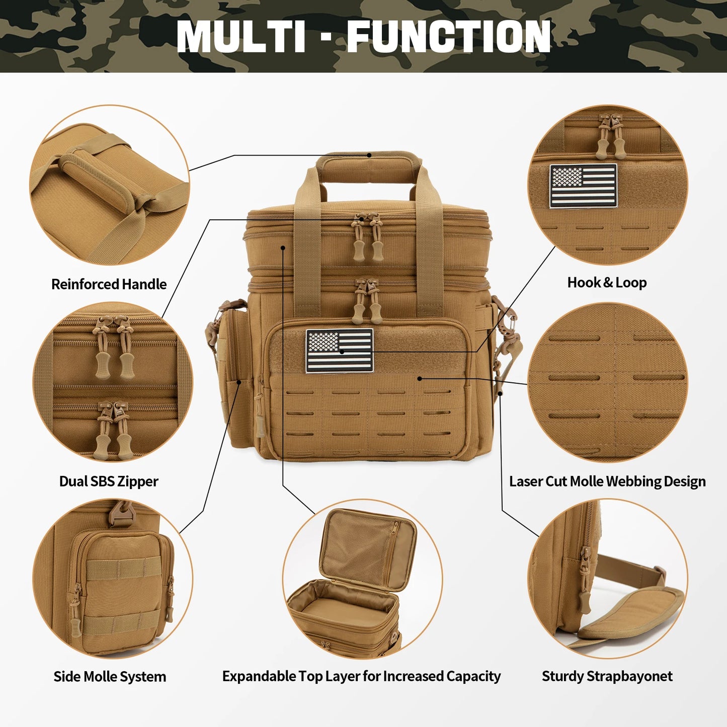 Tactical Lunch Bag for mens heavy duty lunch box Leakproof insulated Durable Thermal Cooler Bag Adult Meal Camping Picnic Pail