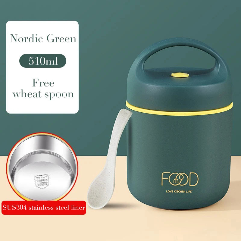 Lunch Boxes Lunch Bag 304 Stainless Steel Lunch Box For Kids Lunch Bags Portable Folding Spoon Lunch Box Kids Thermal Bento Box