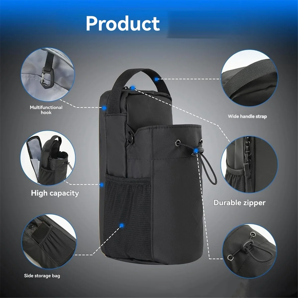 2525+ Magnetic Water Bottle Pouch Bag Gym Water Cup Holder with Magnet for Outdoor Sports Cup Holder Bag