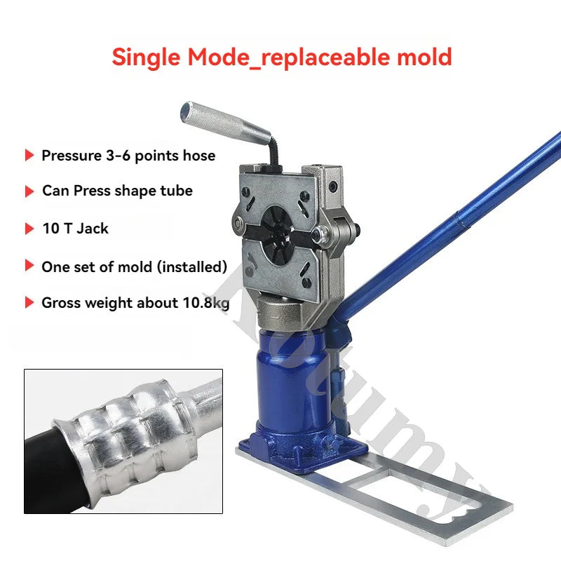 10 Tons Hydraulic Press Automotive A/C Hose Crimper Kit with Dies Manual Air Conditioning Repair Crimping Tools