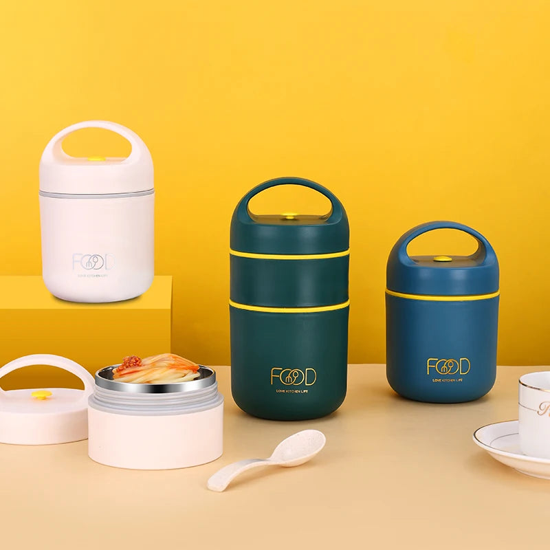 Lunch Boxes Lunch Bag 304 Stainless Steel Lunch Box For Kids Lunch Bags Portable Folding Spoon Lunch Box Kids Thermal Bento Box