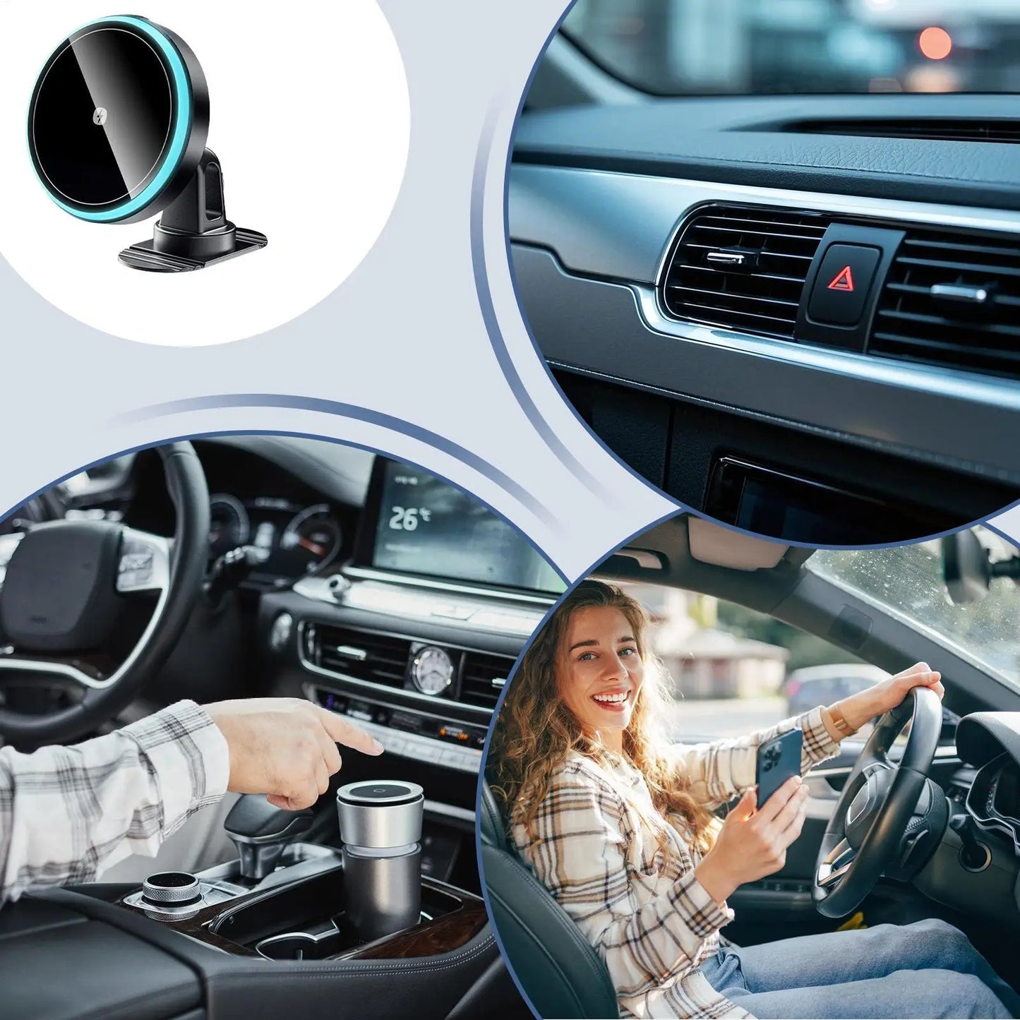Car Wireless Charger Magnetic Car Phone Holder 15W Magnetic Fast Charging Device Wireless Charger Stand for Vehicle Truck