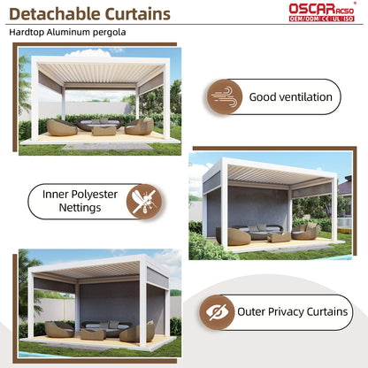 High Quality Movable Waterproof Outdoor Retractable Motorized Sun Shade Bioclimatic Structure for Garden Patio Beach Retractable