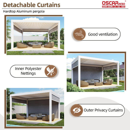 High Quality Movable Waterproof Outdoor Retractable Motorized Sun Shade Bioclimatic Structure for Garden Patio Beach Retractable