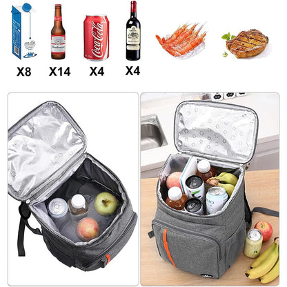 Insulated Lunch Backpack 18L Large Capacity, Thermal Leakproof Picnic Bag for Women Men, Hot Cold Food Keep Fresh