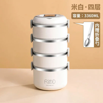 Warm lunch box Multilayer super long insulated lunch bucket Office Student stainless steel lunch box Microwave oven heating