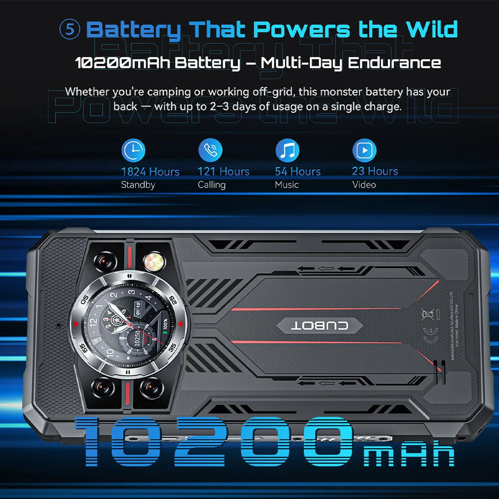 Cubot Kingkong 11 Rugged Smartphone Android 15 Dimensity 7025 5G Mobile Phone 32GB （16+16）256GB 10200mAh 108MP 33W Cellphone NFC