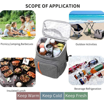 Insulated Lunch Backpack 18L Large Capacity, Thermal Leakproof Picnic Bag for Women Men, Hot Cold Food Keep Fresh