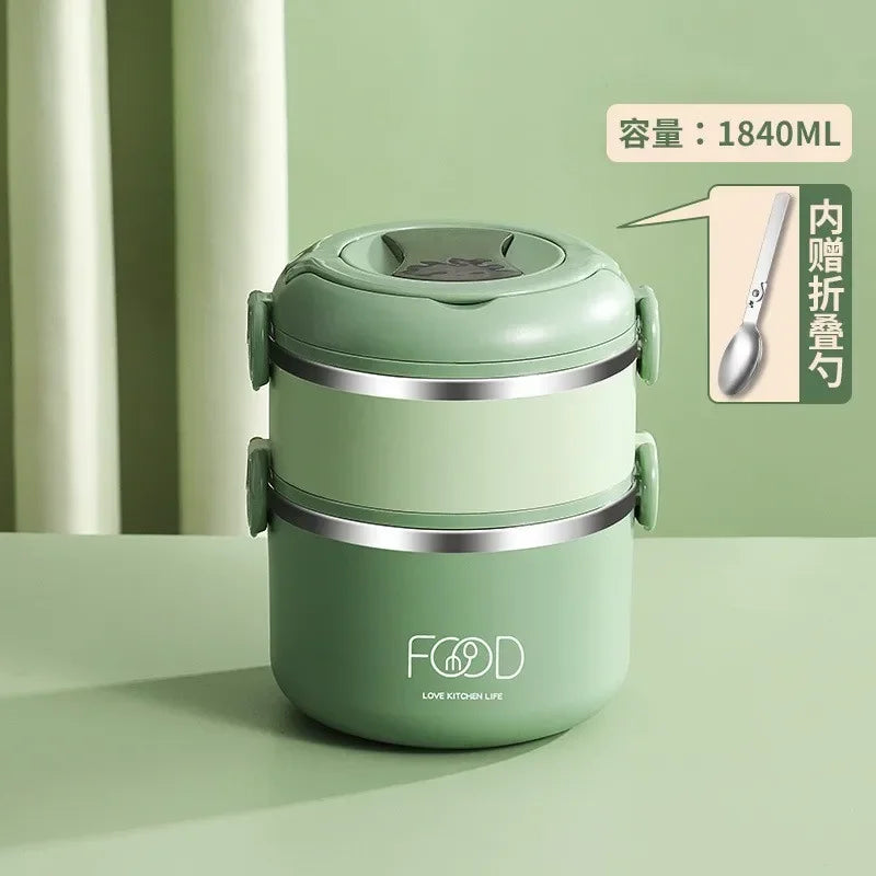 Warm lunch box Multilayer super long insulated lunch bucket Office Student stainless steel lunch box Microwave oven heating