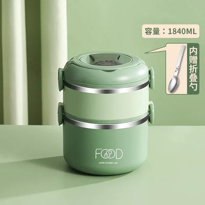 Warm lunch box Multilayer super long insulated lunch bucket Office Student stainless steel lunch box Microwave oven heating