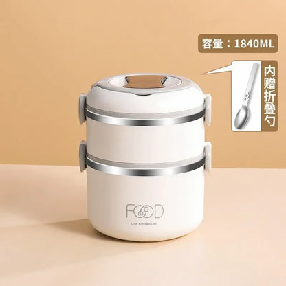 Warm lunch box Multilayer super long insulated lunch bucket Office Student stainless steel lunch box Microwave oven heating
