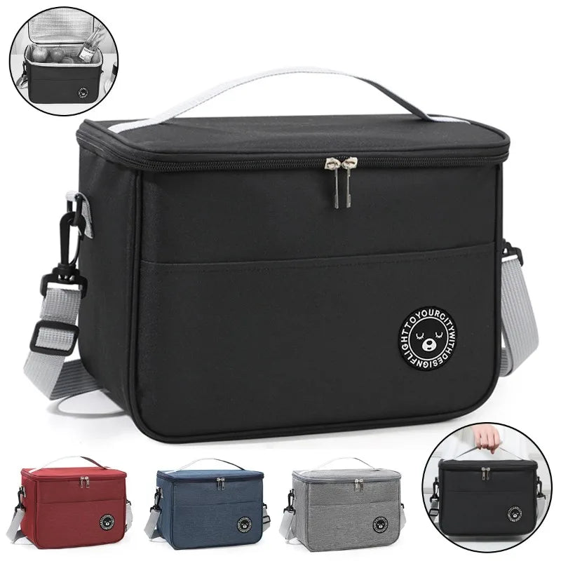 Insulated Lunch Bag Waterproof Large Capacity Thermal Food Container Adjustable Shoulder Strap  Thickened Lunch Box for School