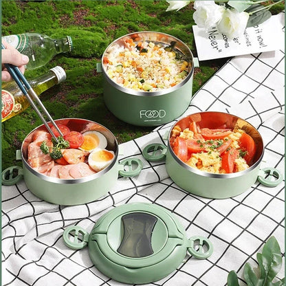 Warm lunch box Multilayer super long insulated lunch bucket Office Student stainless steel lunch box Microwave oven heating