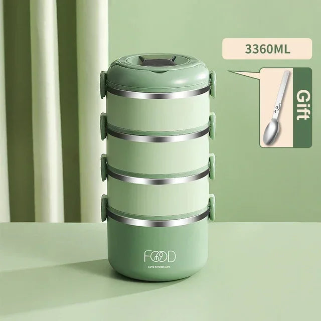 Warm lunch box Multilayer super long insulated lunch bucket Office Student stainless steel lunch box Microwave oven heating