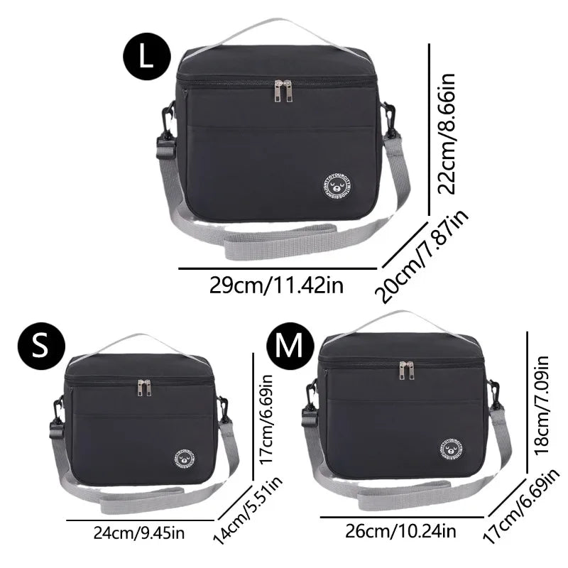 Insulated Lunch Bag Waterproof Large Capacity Thermal Food Container Adjustable Shoulder Strap  Thickened Lunch Box for School