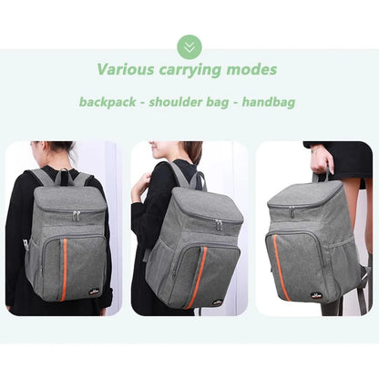 Insulated Lunch Backpack 18L Large Capacity, Thermal Leakproof Picnic Bag for Women Men, Hot Cold Food Keep Fresh