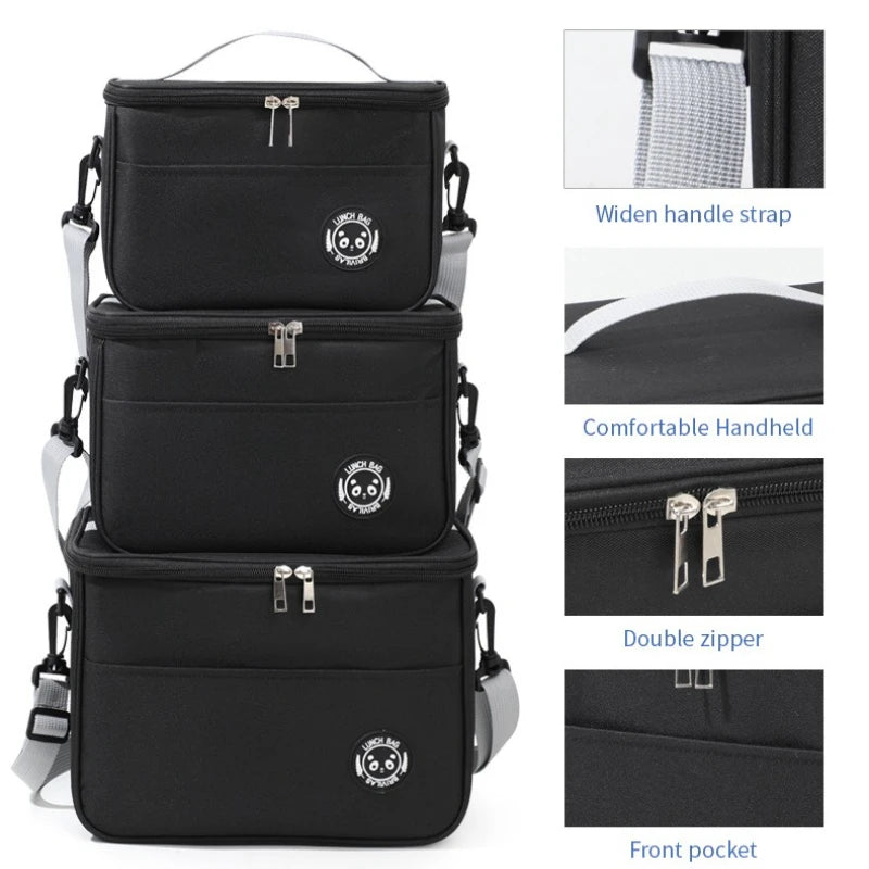 Insulated Lunch Bag Waterproof Large Capacity Thermal Food Container Adjustable Shoulder Strap  Thickened Lunch Box for School