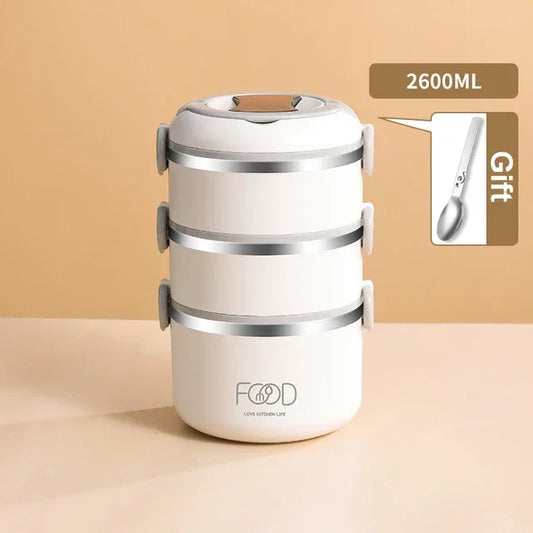 Warm lunch box Multilayer super long insulated lunch bucket Office Student stainless steel lunch box Microwave oven heating
