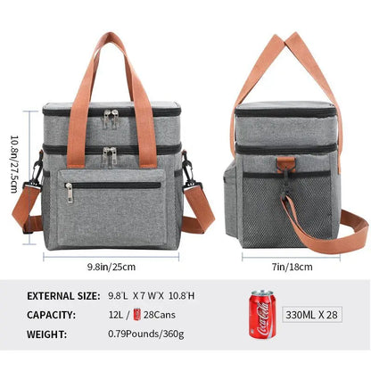 Multifunctional Double Layers Tote Cooler Lunch Bags for Women Men Large Capacity Travel Picnic Lunch Box with Shoulder Strap